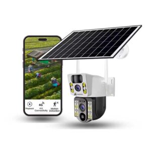 Cámara de seguridad solar para exteriores de doble pantalla